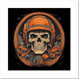 Biker Helmet Octopus Tentacles Skull Posters and Art